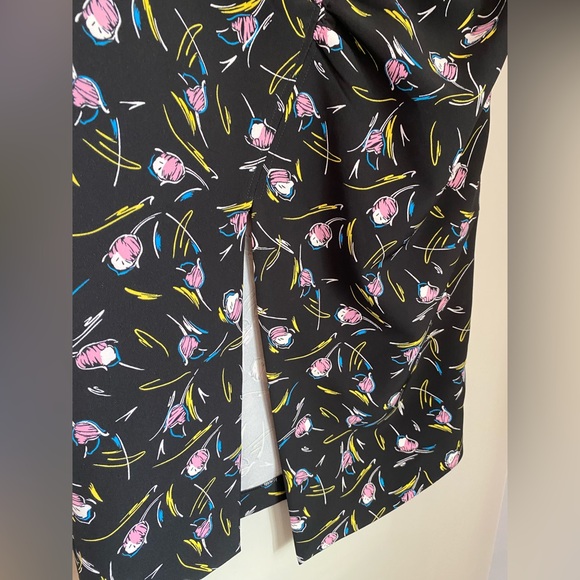 BIMBA Y LOLA Tulip Asymmetrical Black and Floral Midi Skirt Size 4 EU36 - Picture 10 of 15